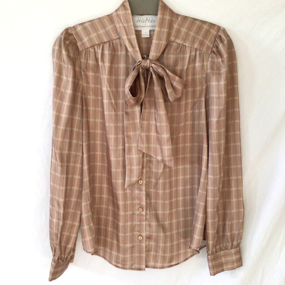 Mare Mare for Anthropologie Bow Front Blouse Sz